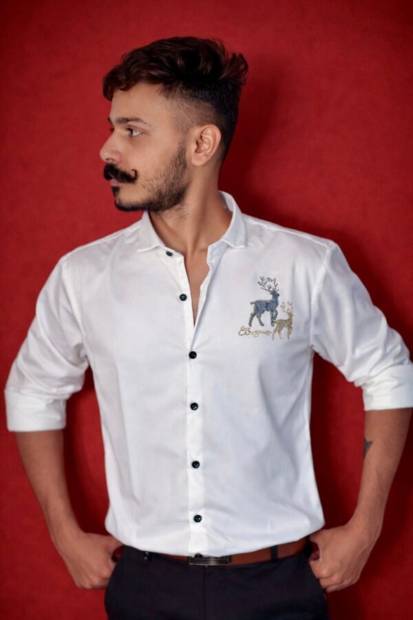 ROYAL DEER DIAMOND PREMIUM WHITE SHIRT
